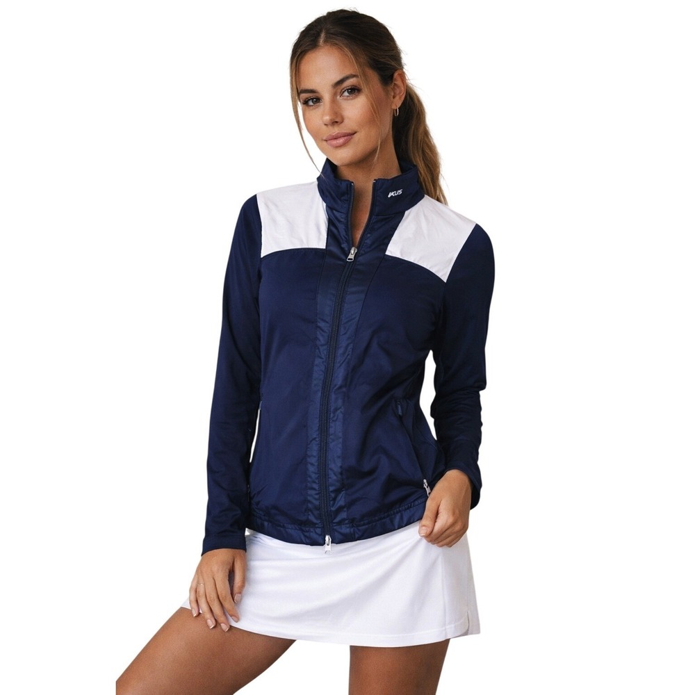 KJUS Retention Jacket Navy White Lightweight Stretch Zip‎ Womens S